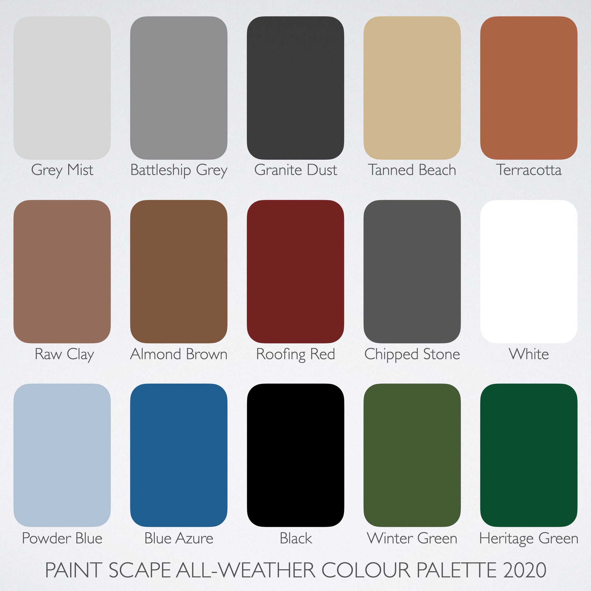 All-Weather Textured Acrylic Paint Scape Paints Colour Chart